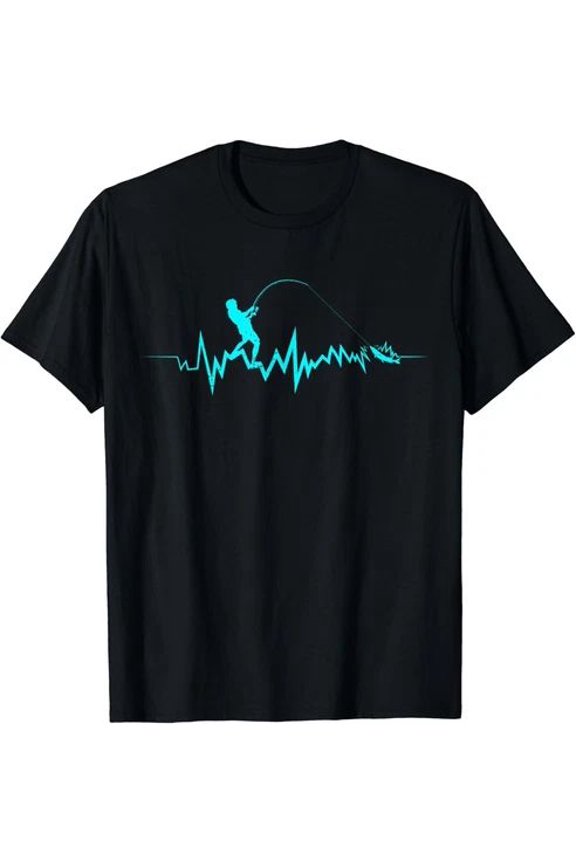 Fishing Heartbeat Tee with Peaceful Rhythm-Inspired Artwork and Uplifting Nature Spirit – Unisex Cotton T-Shirt, Sizes S-5XL