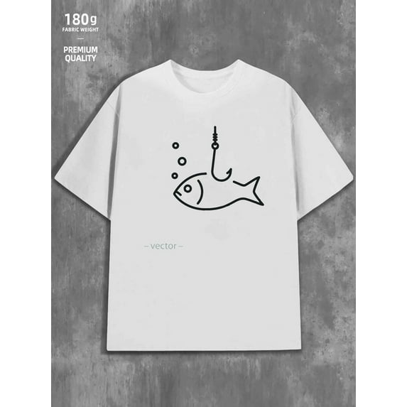 Fishing Hook Fish Tee fish comfort colors tshirt graphic t shirts mens 180G 100% Cotton white fabrics for a casual, sporty look, T-shirts for everyday comfort for men funny for 60 year old fishing