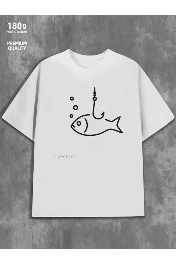Fishing Hook Fish Tee fish comfort colors tshirt graphic t shirts mens 180G 100% Cotton white fabrics for a casual, sporty look, T-shirts for everyday comfort for men funny for 60 year old fishing