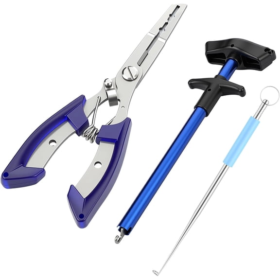 Fishing Hook Remover Set for Beginners 3 Pcs Fishing Gear Accessories Kit with 1 Pliers 2 Hook Remover Essential Fish Pliers Tool Set for Bass Trout Catfish Saltwater Freshwater Tools