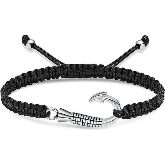 Fish Hook Braided Rope Adjustable Urn Bangle Keepsake Human Pet Cremation Jewelry Urn Bracelet for Ashes Stainless Steel Memorial Gift