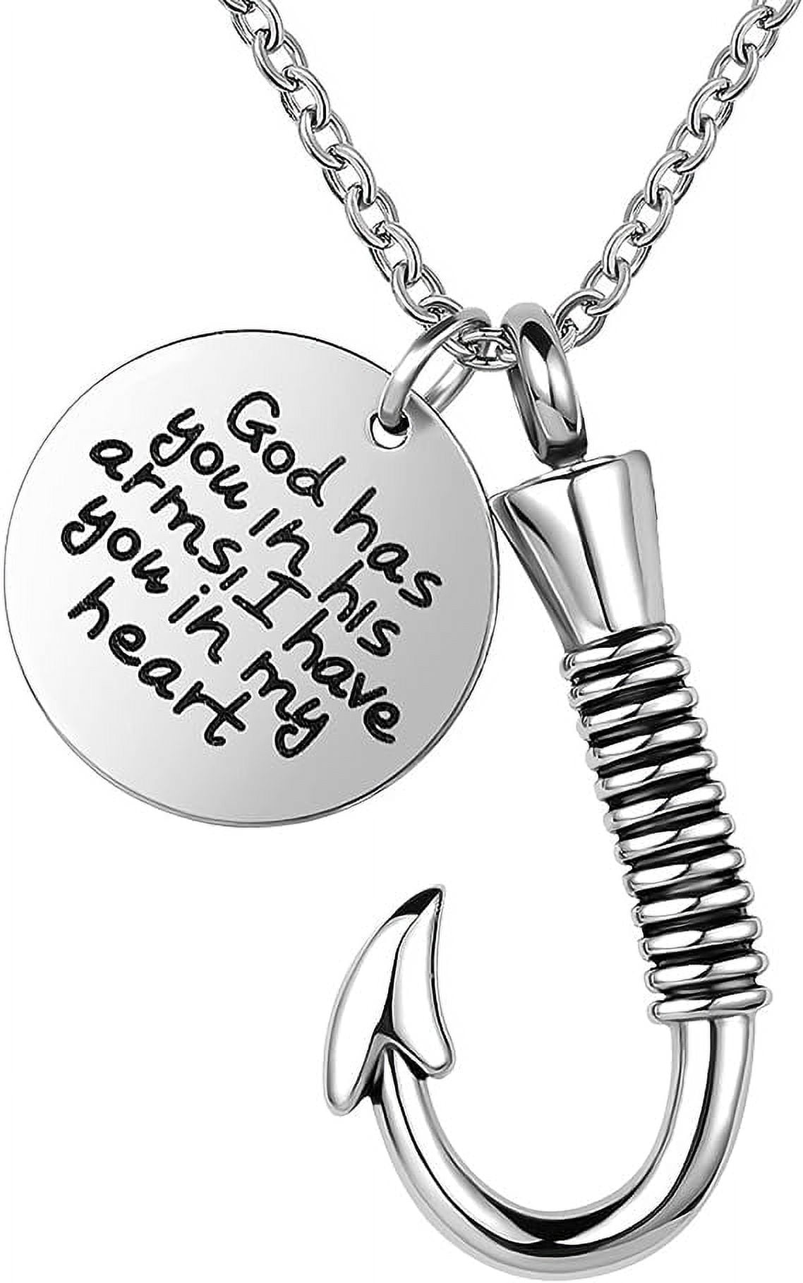 Fish hook cremation necklace online