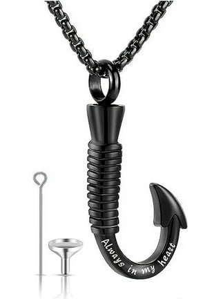 Fish Hook Cremation Jewelry for Ashes, Memorial Necklace Made with  Stainless Steel, Keepsake Pendant for Men for Women 