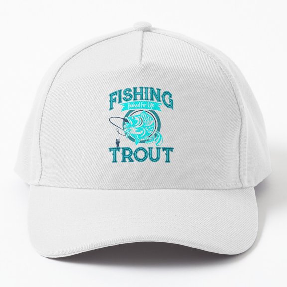 Fishing Hooked for Life Trout Baseball Hat, Angler Fish Species Statement Design, Classic Cap