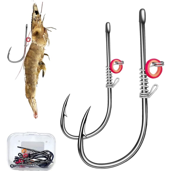 Fishing Hooks-Live Shrimp Fixed Hooks Carbon Steel Barbed with Holes,2/3/4Catfish Bass Fishing Hooks,That Can Adapt to Various Fishing