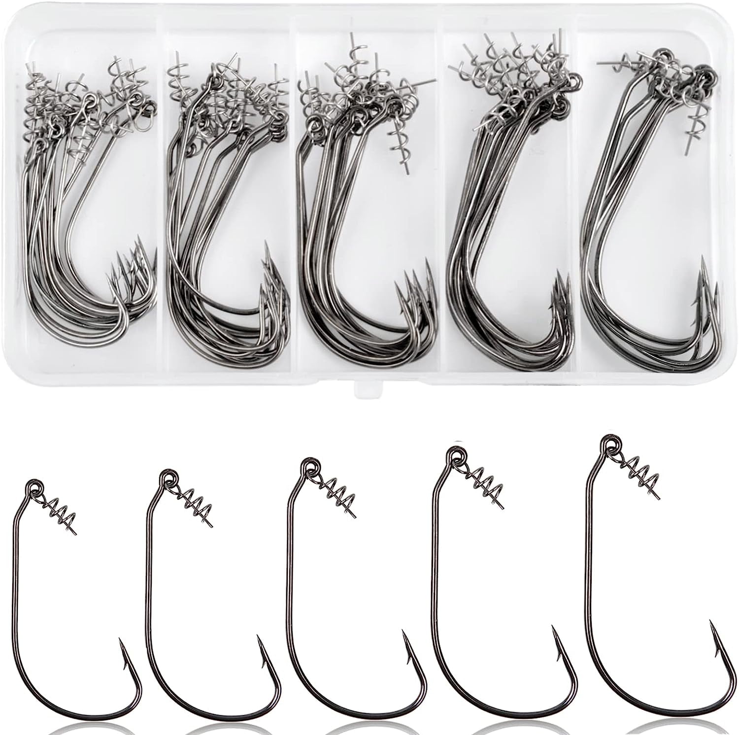 Spinpoler 100pc Spring Twist Lock Fishing Hook Protecting Bait Hold  Securely Fishing Worm Crank Centering Pin Soft Plastics Lure
