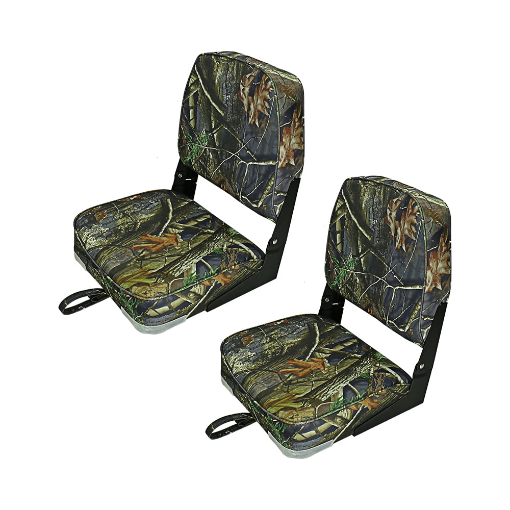 Fishing/Hunting Low Back Fold-Down Boat Seat, Color Camo/grey/blue, 2 seats