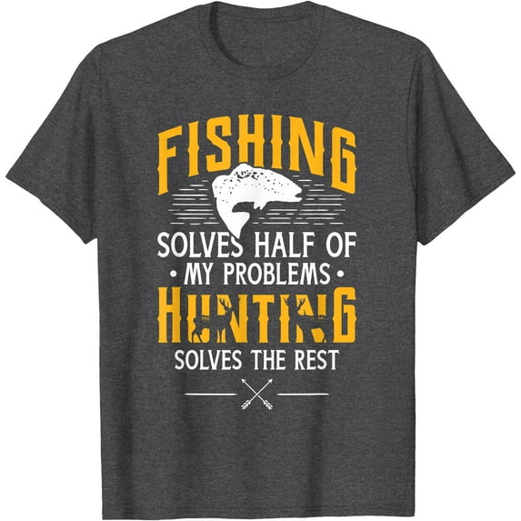 Fishing & Hunting Solve My Problems Funny Gift Softstyle Unisex T-Shirt,Dark Heather Grey Color,Size L
