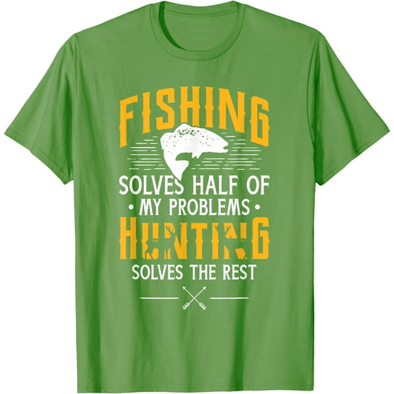 Fishing & Hunting Solve My Problems Funny Gift Softstyle Unisex T-Shirt,Lime Color,Size 2XL