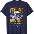 thumbnail image 1 of Fishing & Hunting Solve My Problems Funny Gift Softstyle Unisex T-Shirt,Navy Color,Size XL, 1 of 5