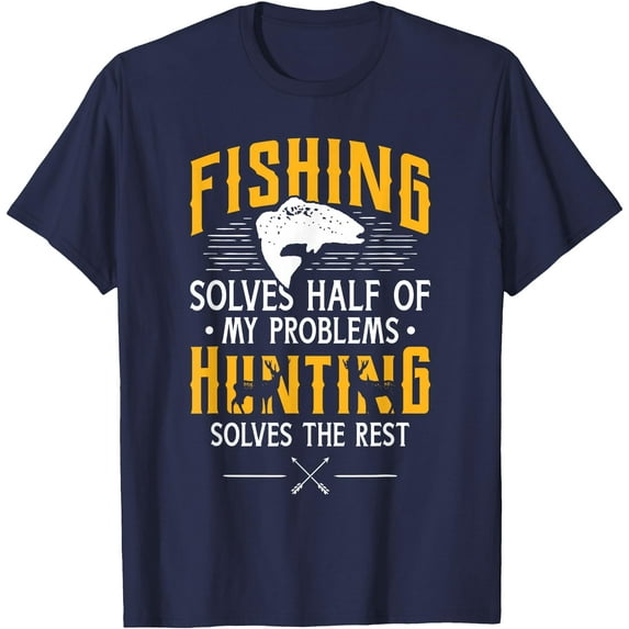 Fishing & Hunting Solve My Problems Funny Gift Softstyle Unisex T-Shirt,Navy Color,Size XL