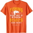 thumbnail image 1 of Fishing & Hunting Solve My Problems Funny Gift Softstyle Unisex T-Shirt,Orange Color,Size L, 1 of 5
