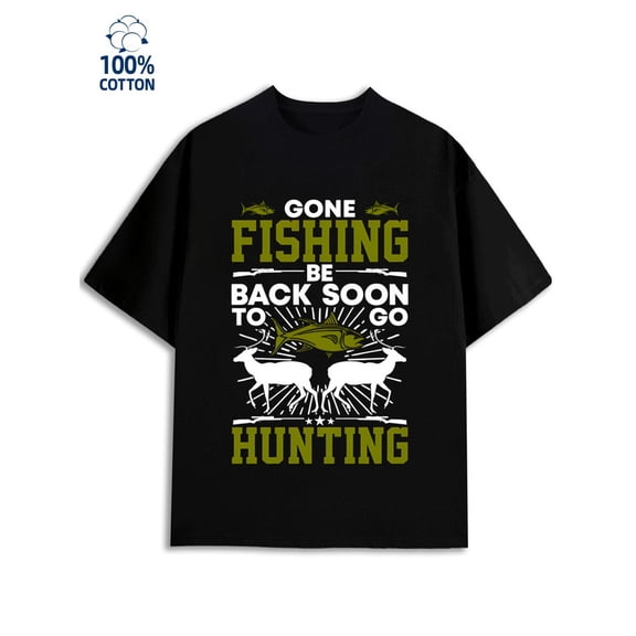 Fishing Hunting T-Shirt men 180G 100% Cotton black Vintage Unisex Shirt Graphic Tee tshirts Unique Design Unisex Shirt Graphic tshirts Trendy Unisex Shirt Crewneck tshirts