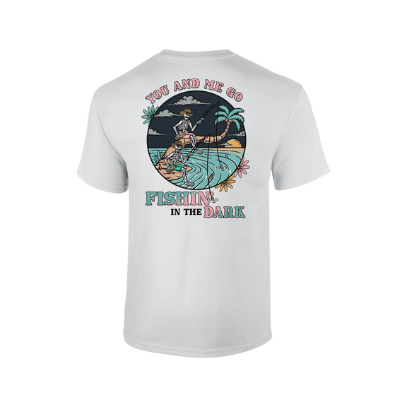 Fishing In the Dark Club Funny Fisherman Fishing Event Outside Short Sleeve Adult Unisex Graphic T-Shirt-White-4xl