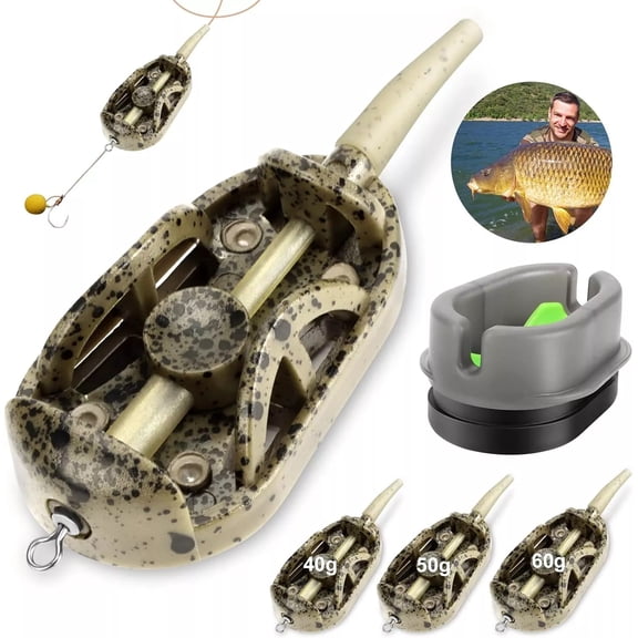 Fishing Inline Method Feeders 40g-60g For Pellet Ground Bait Coarse Carp Tackle-40g+50g+60g