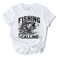 thumbnail image 1 of Fishing Is Calling T-Shirt, White Outdoor Tee for Fishermen Dads, 1 of 7