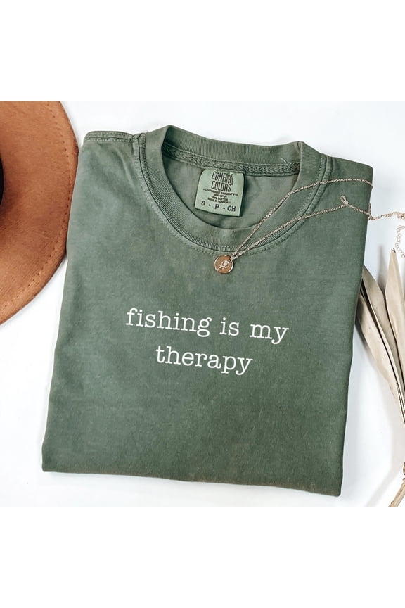 Fishing Is My Therapy Shirt, Funny Fishing Gift, Dad Angler Shirt, Fisherman Hobby Tee, Outdoor Life Shirt For Men Women