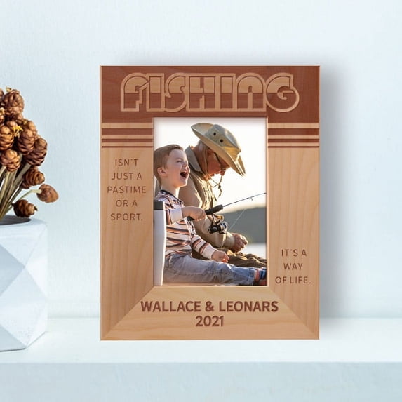 Fishing Isn't Just A Pastime Or A Sport, It's A Way Of Life Personalized Wooden Frame 3 1/2" x 5" Brown (Vertical)