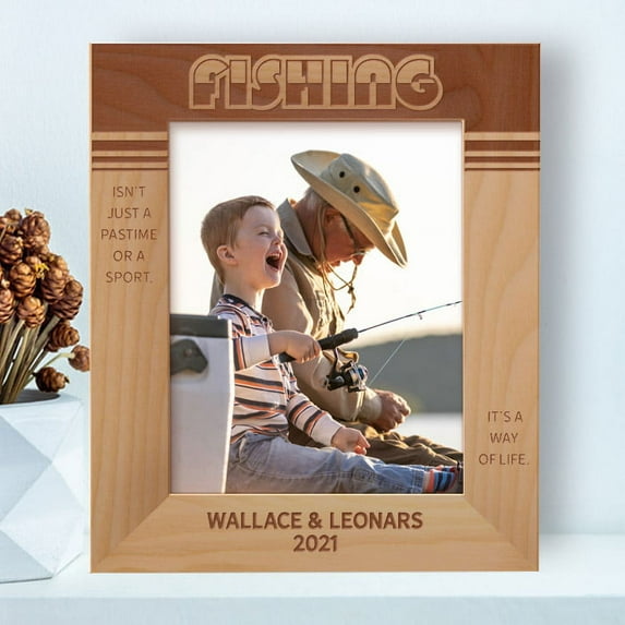 Fishing Isn't Just A Pastime Or A Sport, It's A Way Of Life Personalized Wooden Frame 8" x 10" Brown (Vertical)