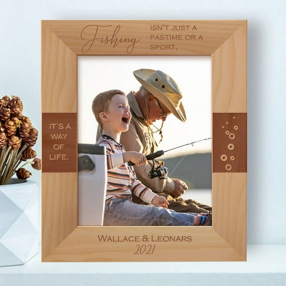 Fishing Isn't Just A Pastime Or A Sport Personalized Wooden Frame 8" x 10" Brown (Vertical)