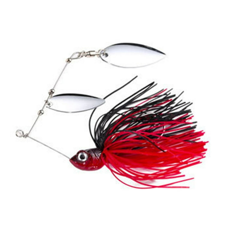 Fishing Jig Double Willow Blade Attractive Metal Easy to Carry Lure Spinner Baits for Bass, Size: 15, Red