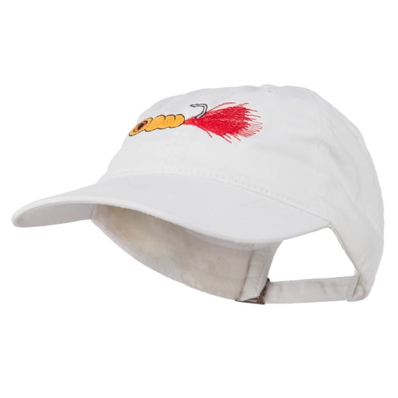 Fishing Jig Embroidered Washed Cotton Cap - White OSFM