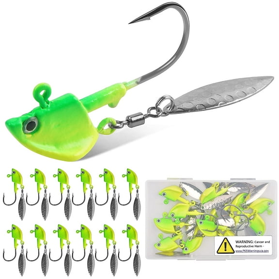 Fishing Jig Heads Underspin Jig Head Hooks with Spinner Blade Underspin Swimbait Hooks Under Spinner Jig Heads for Bass Crappie Trout Walleye Fishing 1/4oz 3/8oz 2/5oz