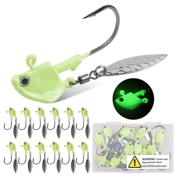 Fishing Jig Heads Underspin Jig Head Hooks with Spinner Blade Underspin Swimbait Hooks Under Spinner Jig Heads for Bass Crappie Trout Walleye Fishing 1/4oz 3/8oz 2/5oz