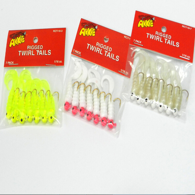 Fishing Jigs Lure Sea Bass Soft Bait Jig Head Twirl Tails Worm Baits 7