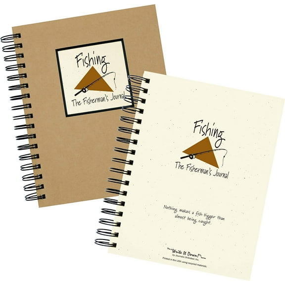 Fishing Journal - Fisherman's Log Book with Kraft Brown Hardcover Spiral Design by Journals Unlimited