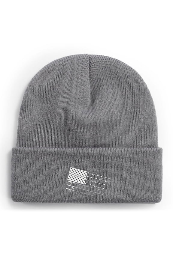 Fishing Knit Beanie Hat - Fish Usa Flag Winter Fishing Hats for Men Cuffed Skull Cap Gift for Dad Husband Grandpa Christmas Father's Day Birthday