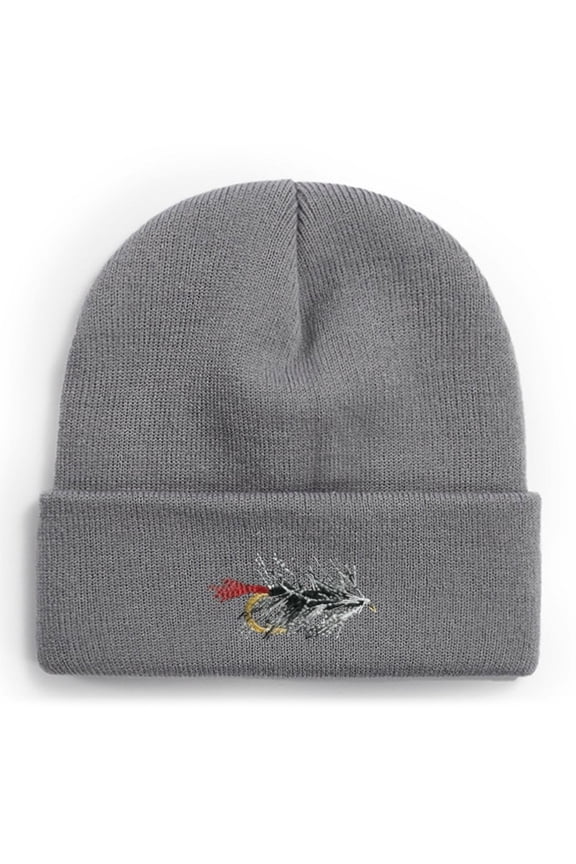 Fishing Knit Beanie Hat - Fly Fishing Cap Winter Fishing Hats for Men Cuffed Skull Cap Gift for Dad Husband Grandpa Christmas Father's Day Birthday