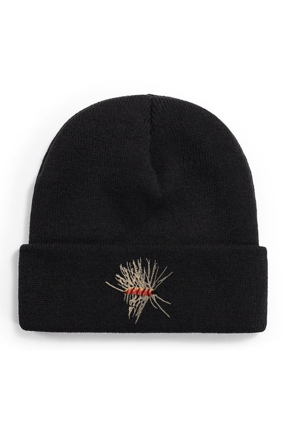 Fishing Knit Beanie Hat - Trout Fishing Hat Winter Fishing Hats for Men Cuffed Skull Cap Gift for Dad Husband Grandpa Christmas Father's Day Birthday