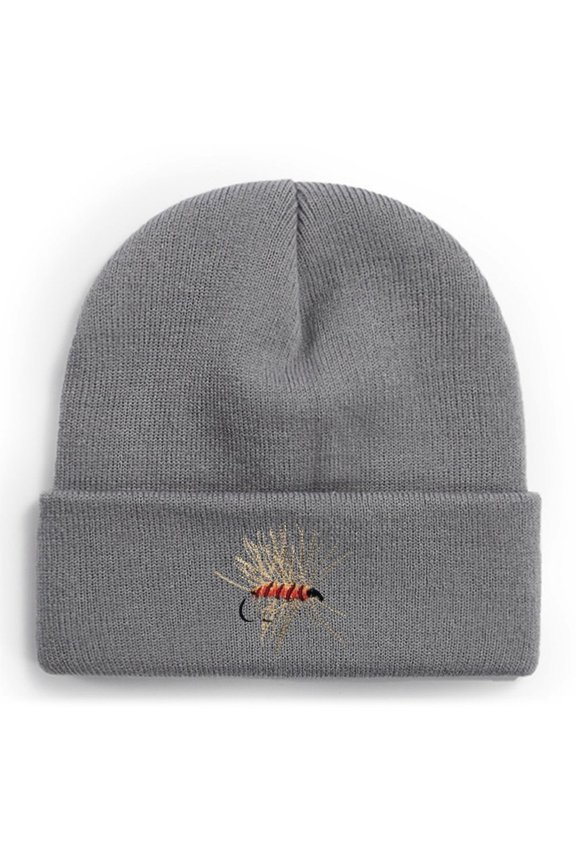 Fishing Knit Beanie Hat - Trout Fishing Hat Winter Fishing Hats for Men Cuffed Skull Cap Gift for Dad Husband Grandpa Christmas Father's Day Birthday