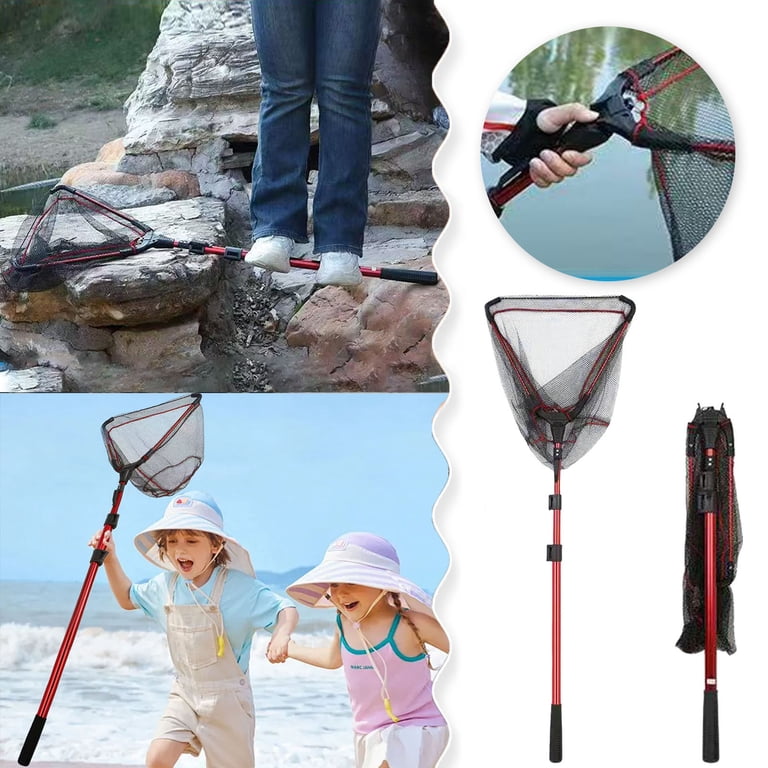 Fishing Landing Net 48 Inch, Telescopic Foldable Fish Net with Durable  Nylon Mesh, Aluminum Alloy Pole and Non- EVA Handle, Silicone for Safe  Catch ...