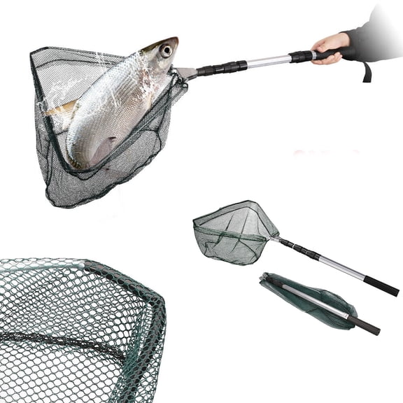 Fishing Landing Net with Telescopic Pole Handle Retractable Foldable 51" Length