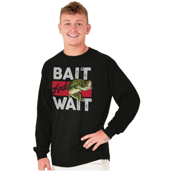 Fishing Largemouth Bass Bait Wait Long Sleeve TShirt Men Women Brisco Brands S