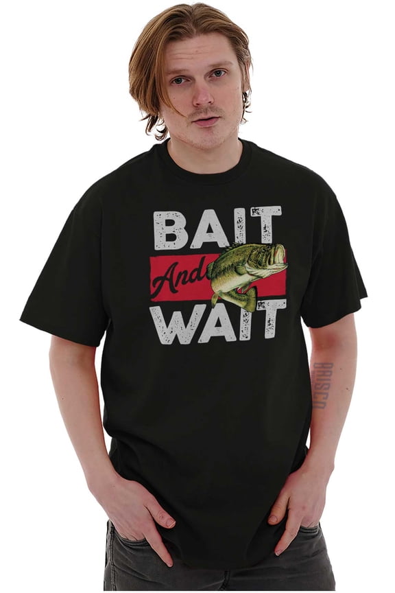 Fishing Largemouth Bass Bait Wait Men's Graphic T Shirt Tees Brisco Brands L
