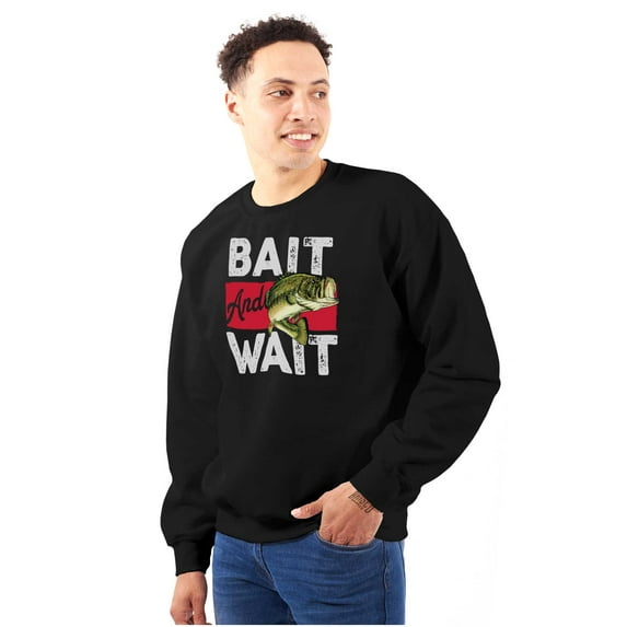 Fishing Largemouth Bass Bait Wait Sweatshirt for Men or Women Brisco Brands S