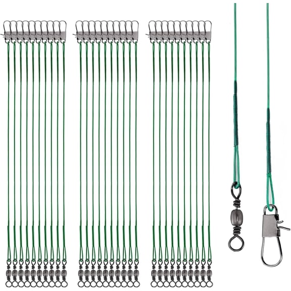 Fishing Leaders, 30pcs Stainless Steel Leader Wire Fishing Leader Line with Swivel Snaps Fishing Wire Leaders Connecting Fishing Tackle Lure or Hook for Saltwater and Freshwater