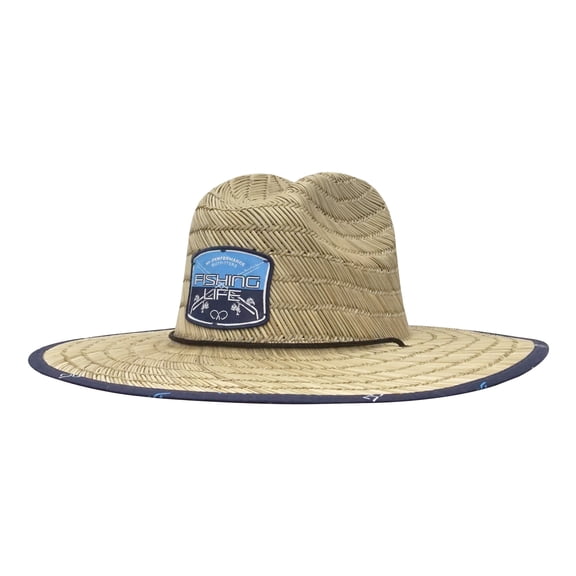 Fishing Life Crossed Rods Straw Lifeguard Hat - Adult Unisex