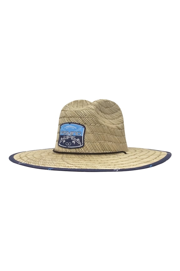 Fishing Life Crossed Rods Straw Lifeguard Hat - Adult Unisex