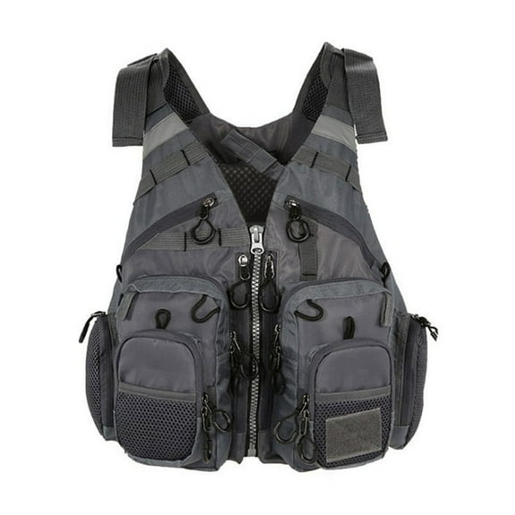Fishing Life Jacket Vest Outdoor Sports Fly Swimming Adjustable Vest Fishing Tackle Deep Space Ash