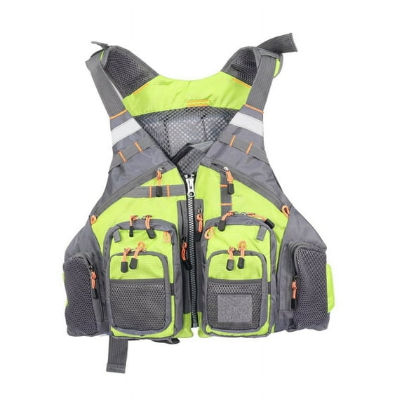 Fishing Life Jacket Vest Outdoor Sports Fly Swimming Adjustable Tackle Fluorescent Green
