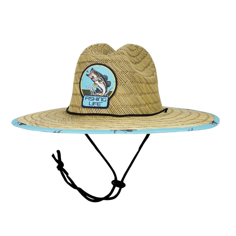 Fishing Life Leaping Bass Straw Hat Straw, Adult Unisex