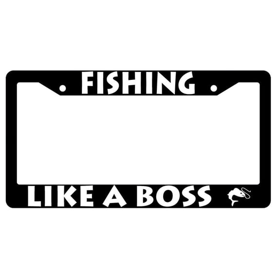 Fishing Like A Boss Black Plastic License Plate Frame