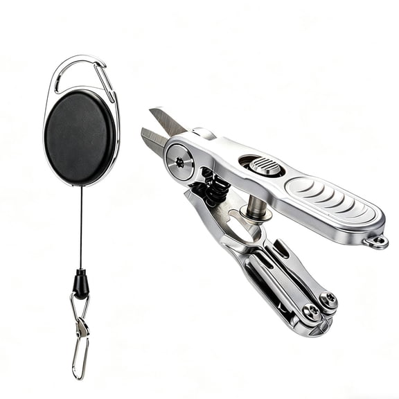 Fishing Line Cutter with Retractors Hook Eye Cleaner and Knot Tying Tool Stainless Steel