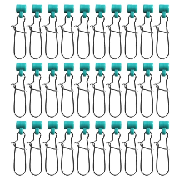 Fishing Line Sinker Slide,High-Strength Line Sinker Slider with Double-Lock Snap,Heavy-Duty Stainless Steel Sinker Slider Fishing Line Weight Connectors,Sinker Line Connector Tackle,Green 30PCS
