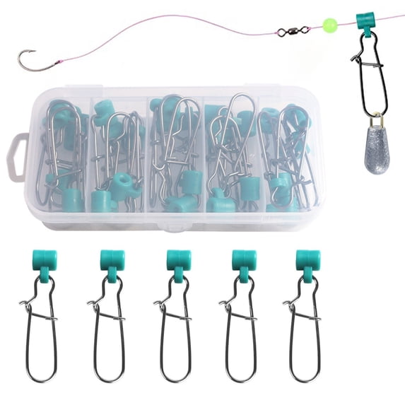 Fishing Line Sinker Slides 25pcs Heavy Duty Fishing Weight Slider Lock Snaps Stainless Steel Connector Catfishing Rigs Saltwater Freshwater Fishing Grey