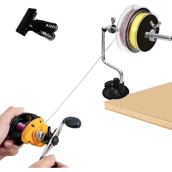 Fishing Line Spooler  Portable Table Mounted Reel Spooler for Spinning & Baitcasting Reels  Adjustable to Fit Multiple Size Spools-Fishing Line Remover Gifts for Men (Clips and Suction Cups)
